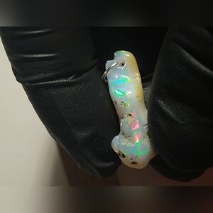 very colorful natural rough opal Pendant